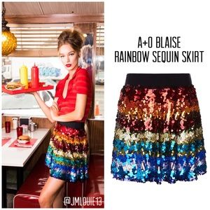 🎀SOLD🎀Alice + Olivia Blaise Rainbow Embellished Sequin Mini Skirt